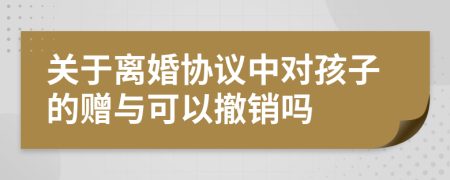 关于离婚协议中对孩子的赠与可以撤销吗