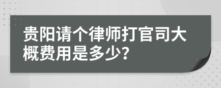 贵阳请个律师打官司大概费用是多少？