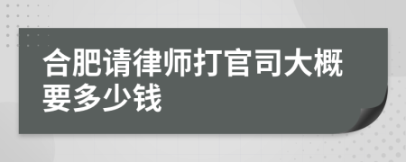 合肥请律师打官司大概要多少钱
