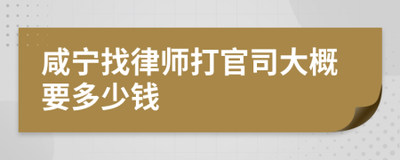 咸宁找律师打官司大概要多少钱