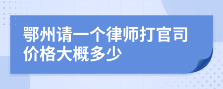 鄂州请一个律师打官司价格大概多少