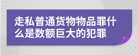 走私普通货物物品罪什么是数额巨大的犯罪