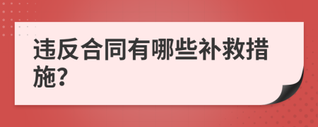 违反合同有哪些补救措施？