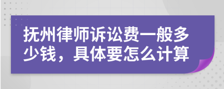 抚州律师诉讼费一般多少钱，具体要怎么计算