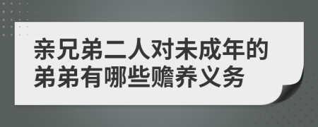 亲兄弟二人对未成年的弟弟有哪些赡养义务