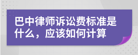 巴中律师诉讼费标准是什么，应该如何计算