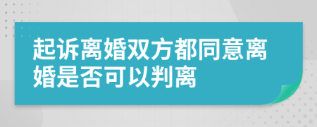 起诉离婚双方都同意离婚是否可以判离