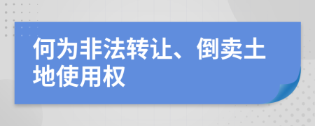 何为非法转让、倒卖土地使用权