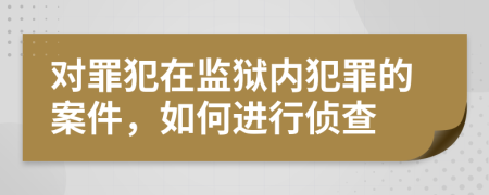 对罪犯在监狱内犯罪的案件，如何进行侦查