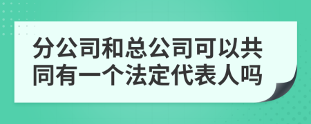 分公司和总公司可以共同有一个法定代表人吗