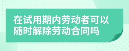 在试用期内劳动者可以随时解除劳动合同吗