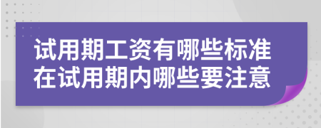 试用期工资有哪些标准在试用期内哪些要注意