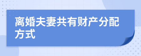离婚夫妻共有财产分配方式