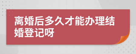 离婚后多久才能办理结婚登记呀