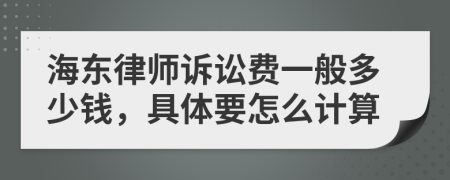 海东律师诉讼费一般多少钱，具体要怎么计算