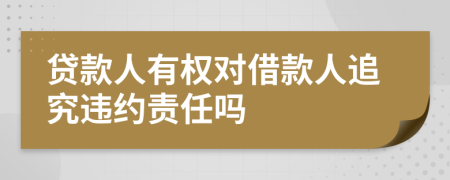 贷款人有权对借款人追究违约责任吗