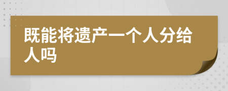 既能将遗产一个人分给人吗