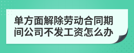 单方面解除劳动合同期间公司不发工资怎么办