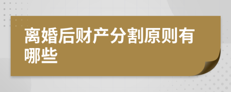 离婚后财产分割原则有哪些