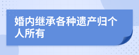 婚内继承各种遗产归个人所有