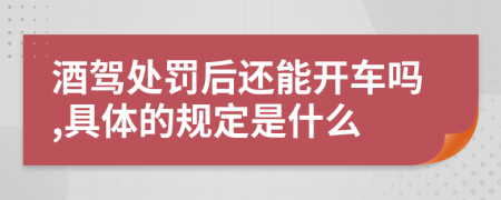 酒驾处罚后还能开车吗,具体的规定是什么