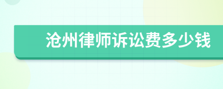 沧州律师诉讼费多少钱