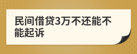 民间借贷3万不还能不能起诉