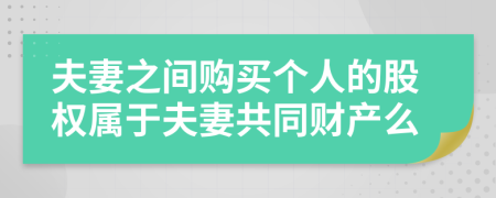 夫妻之间购买个人的股权属于夫妻共同财产么