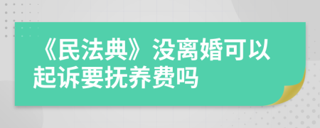 《民法典》没离婚可以起诉要抚养费吗