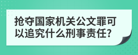 抢夺国家机关公文罪可以追究什么刑事责任?