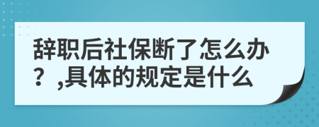 辞职后社保断了怎么办？,具体的规定是什么