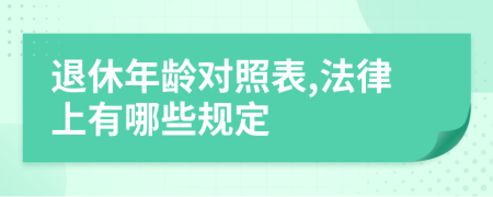 退休年龄对照表,法律上有哪些规定