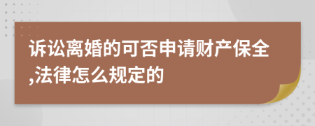 诉讼离婚的可否申请财产保全,法律怎么规定的