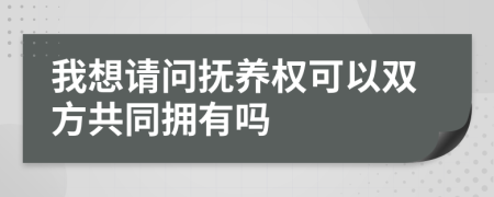 我想请问抚养权可以双方共同拥有吗