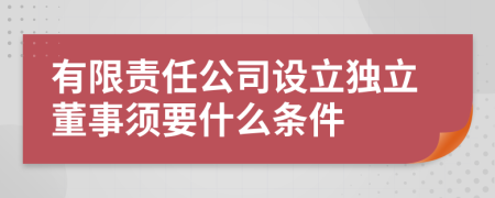 有限责任公司设立独立董事须要什么条件