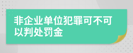 非企业单位犯罪可不可以判处罚金