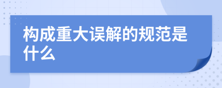 构成重大误解的规范是什么