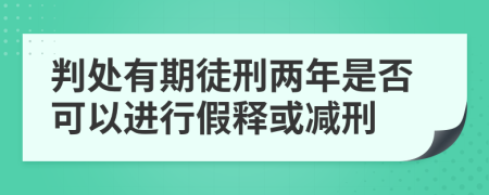 判处有期徒刑两年是否可以进行假释或减刑