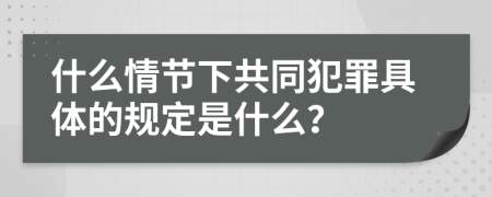 什么情节下共同犯罪具体的规定是什么？