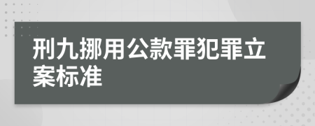 刑九挪用公款罪犯罪立案标准