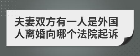 夫妻双方有一人是外国人离婚向哪个法院起诉