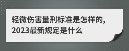 轻微伤害量刑标准是怎样的,2023最新规定是什么