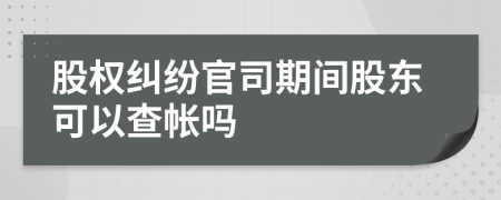 股权纠纷官司期间股东可以查帐吗