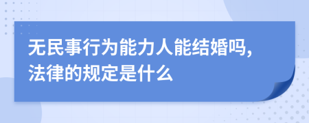 无民事行为能力人能结婚吗,法律的规定是什么