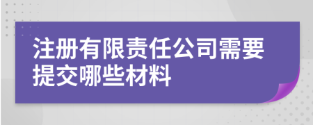 注册有限责任公司需要提交哪些材料