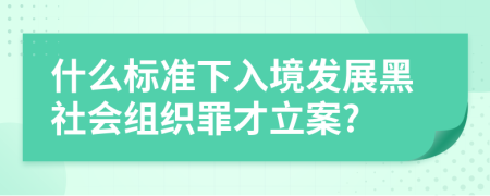 什么标准下入境发展黑社会组织罪才立案?