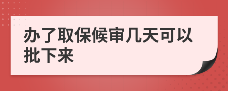 办了取保候审几天可以批下来