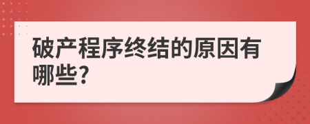 破产程序终结的原因有哪些?