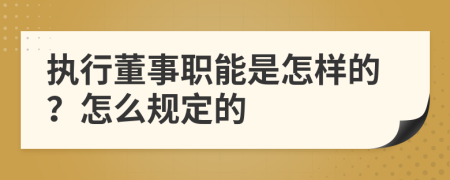 执行董事职能是怎样的？怎么规定的