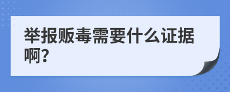 举报贩毒需要什么证据啊？